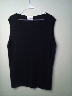 N Touch Blouse Women XL Sleeveless Ribbed Textured Black